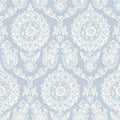 4071-71019 - Helm Damask Blue Floral Medallion Wallpaper-Blue Heron