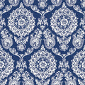 4071-71018 - Helm Damask Navy Floral Medallion Wallpaper-Blue Heron