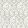 4071-71020 - Helm Damask Taupe Floral Medallion Wallpaper-Blue Heron