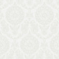 4071-71021 - Helm Damask White Floral Medallion Wallpaper-Blue Heron