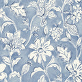 4071-71040 - Plumeria Blue Floral Trail Wallpaper-Blue Heron