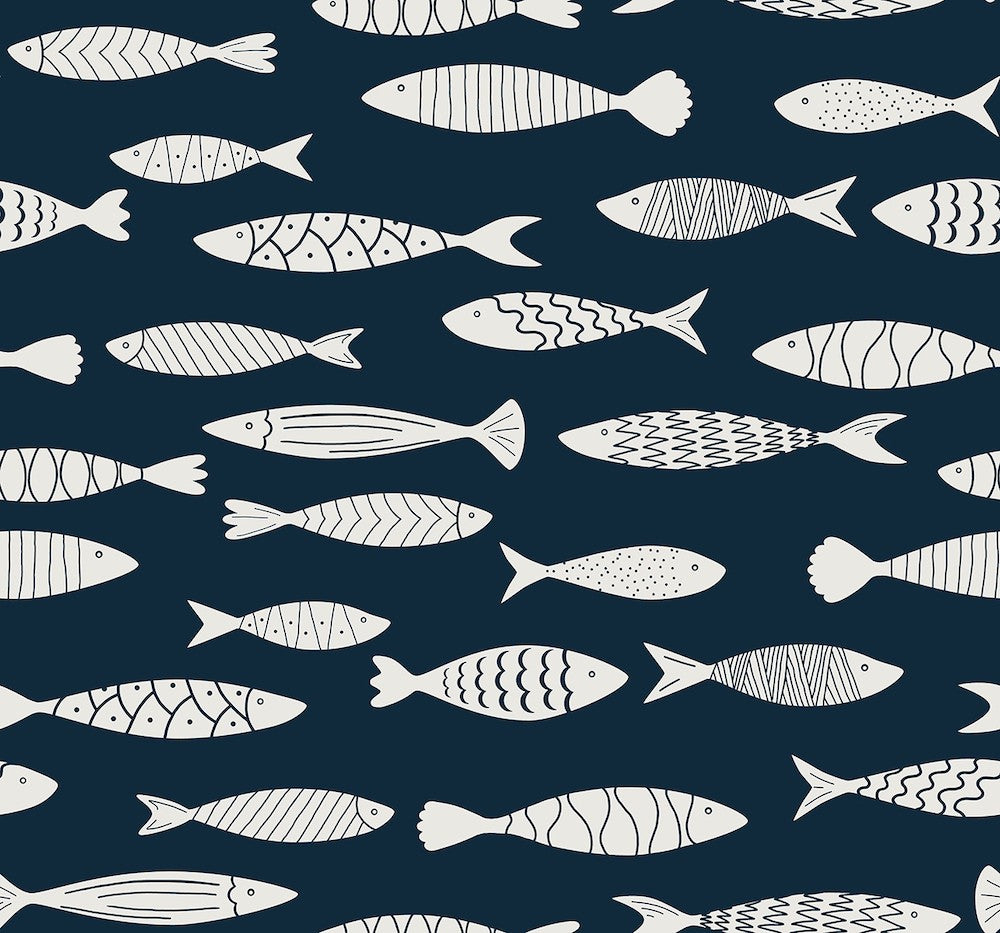 SC21512 - Bay Fish Wallpaper-Seabrook Summer House – Wallpaper The Home