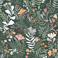 4143-22009 - Brittsommar Evergreen Woodland Floral Wallpaper-Botanica