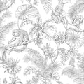 RT7841 - Tropical Sketch Toile Wallpaper-Toiles by York