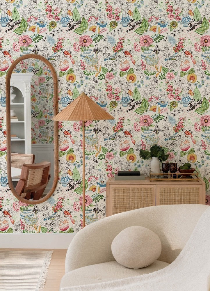 4135-12801 - Whimsy Multicolor Fauna Wallpaper-Whimsy – Wallpaper The Home