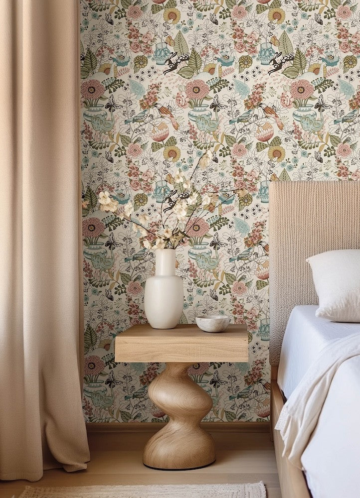 4135-12802 - Whimsy Pink Fauna Wallpaper-Whimsy – Wallpaper The Home
