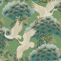 ZA8008 - Sprig & Heron Green Wallpaper-Tea Garden 2