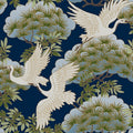 ZA8007 - Sprig & Heron Navy Wallpaper-Tea Garden 2