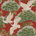 ZA8006 - Sprig & Heron Red Wallpaper-Tea Garden 2