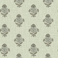 4148-27419 - Hollyhock Green Floral Crest Wallpaper-Printworks by Chesapeake